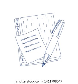Notebook with pen,vector illustration,business objects