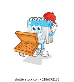 the notebook pizza delivery boy vector. cartoon character