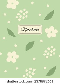 Cubierta para portátiles o planificadores con motivos florales. Fondo verde claro para el diseño de papel