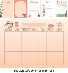 Notebook and planner for girls in a cozy, home style