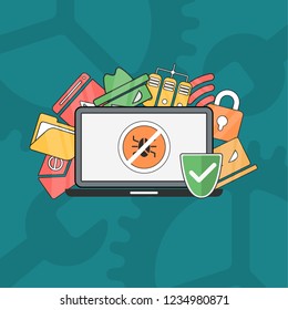 Notebook Protection.Internet Security concept