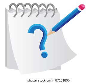 A notebook with a question note