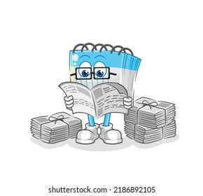 el cuaderno lee caricatura de periódico. vector de caracteres