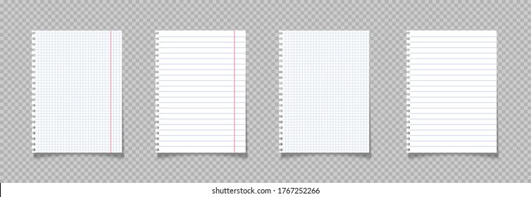 Notebook in realistic style, set paper mockup. on transparent background. Isolated vector illustration