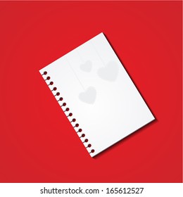 notebook for recording on a red background
