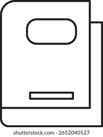 Notebook com rótulo retangular representando log personalizado, diário pessoal ou arquivo de nota básico com fundo transparente