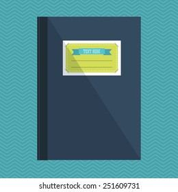 Notebook with rectangular tag. Flat design