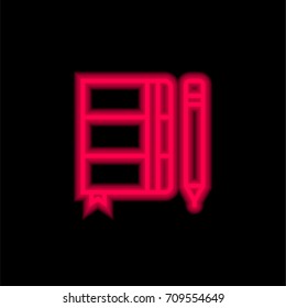 Notebook red glowing neon ui ux icon. Glowing sign logo vector