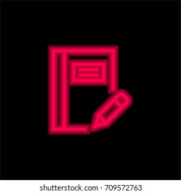 Notebook red glowing neon ui ux icon. Glowing sign logo vector