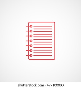 Notebook Red Line Icon On White Background