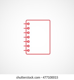 Notebook Red Line Icon On White Background