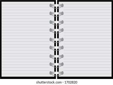 notebook with red lines