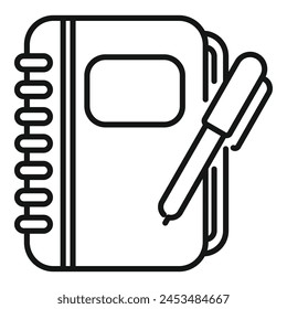 Notebook registration account icon outline vector. Factor id user. Digital data step