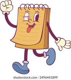 Personaje de mascota groovy retro portátil
