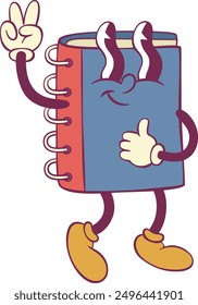 Notebook retro groovy mascot character