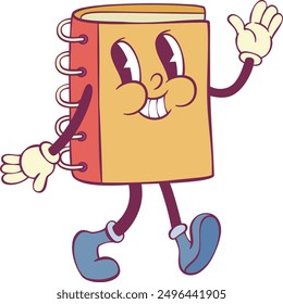 Notebook retro groovy mascot character