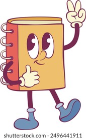 Notebook retro groovy mascot character