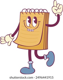 Notebook retro groovy mascot character