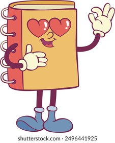 Notebook retro groovy mascot character