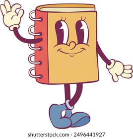 Notebook retro groovy mascot character