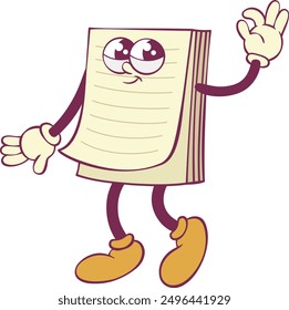 Notebook retro groovy mascot character