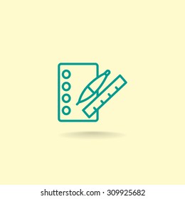 notebook with ruchkoy.vektor Icon