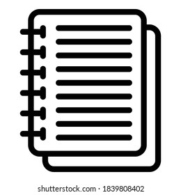 Notebook scenario icon. Outline notebook scenario vector icon for web design isolated on white background