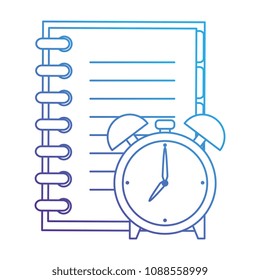 notebook school with alarm clock