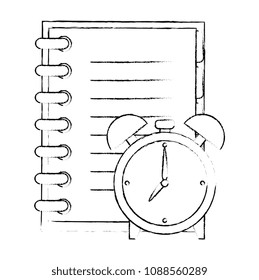 notebook school with alarm clock