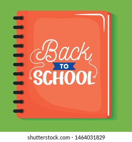 notebook school with back to school message