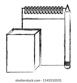 notebook school with book and pencil