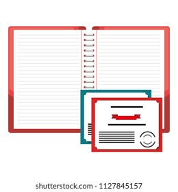 notebook school with diploma