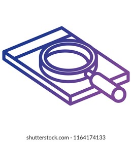 notebook school with magnifying glass
