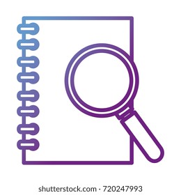 notebook school with magnifying glass