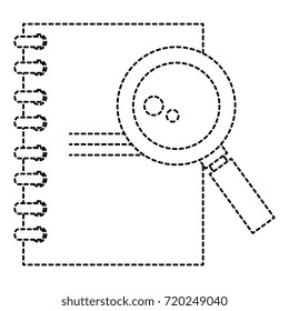 notebook school with magnifying glass