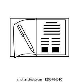 notebook school open with pen ink