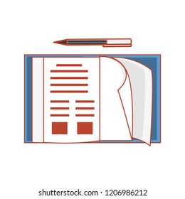notebook school open with pen ink