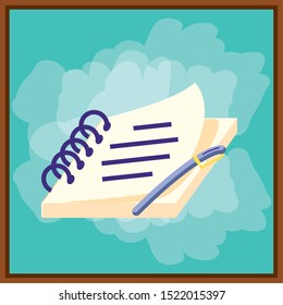 notebook school with pen ink supply vector illustration design