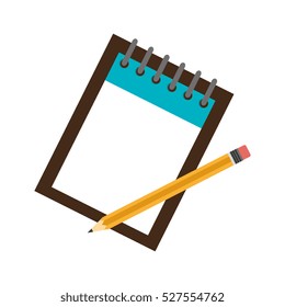 notebook school with pencils isolated icon