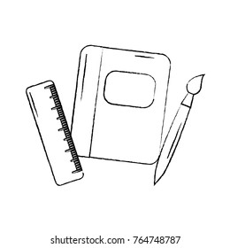 notebook with school supplies icon image 