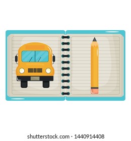 notebook school supply with bus