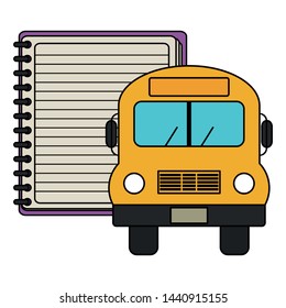 notebook school supply with bus