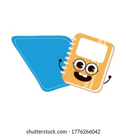 notebook school supply kawaii character vector illustration design