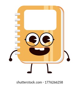notebook school supply kawaii character vector illustration design