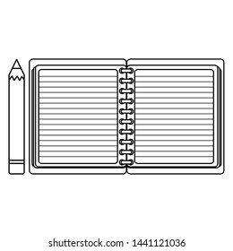 notebook school supply with pencil
