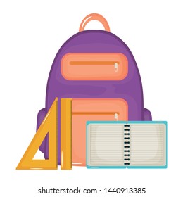 notebook school supply with schoolbag