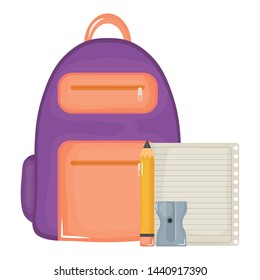 notebook school supply with schoolbag