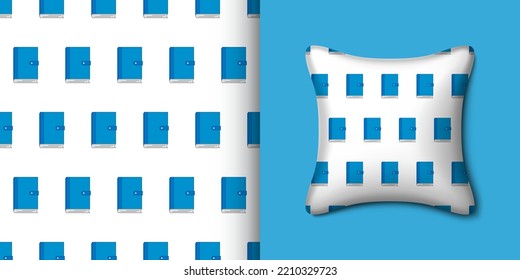 Notebook seamless pattern with pillow. Vector illustration