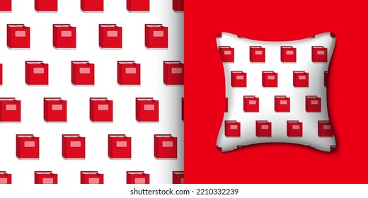 Notebook seamless pattern with pillow. Vector illustration