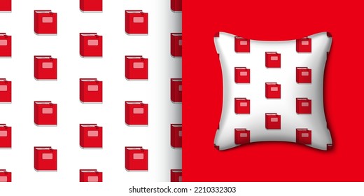 Notebook seamless pattern with pillow. Vector illustration